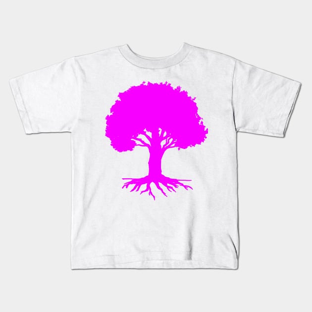 Tree,Well Rooted-Neon Pink Version Kids T-Shirt by sketchbooksage